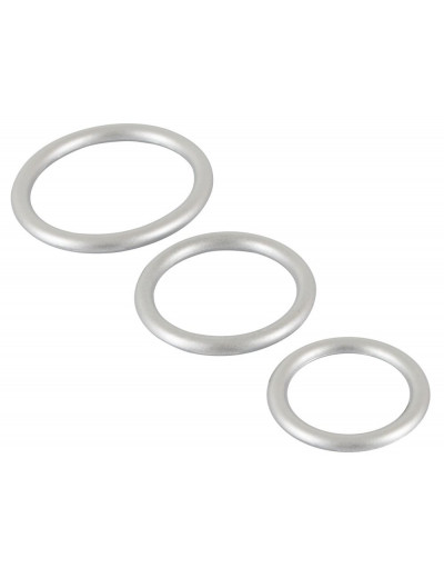 Набор из 3 эрекционных колец под металл Metallic Silicone Cock Ring Set