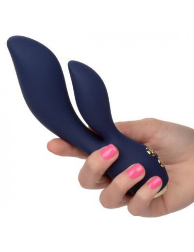 Синий вибромассажер-кролик Chi­c Lilac - 17,75 см.