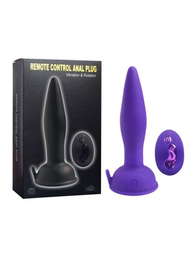 Фиолетовый анальный вибростимулятор Remote Control Anal Plug - 17,5 см.