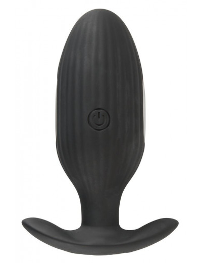 Черная анальная втулка с вибрацией и электростимуляцией Vibrating E-Stim Butt Plug - 9,2 см.