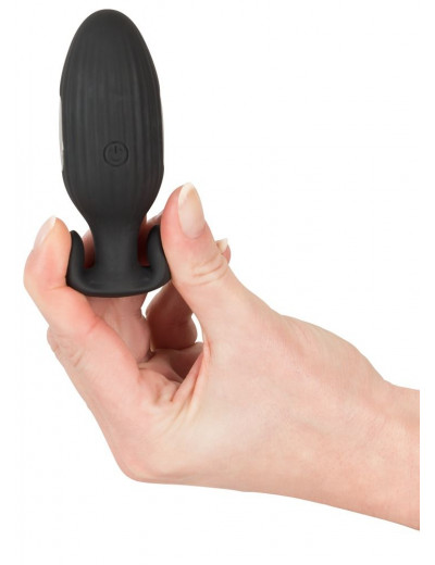 Черная анальная втулка с вибрацией и электростимуляцией Vibrating E-Stim Butt Plug - 9,2 см.