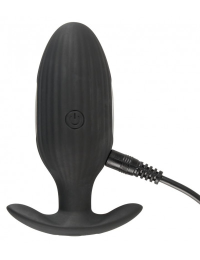 Черная анальная втулка с вибрацией и электростимуляцией Vibrating E-Stim Butt Plug - 9,2 см.