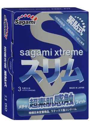 Розовые презервативы Sagami Xtreme Feel Fit 3D - 3 шт.