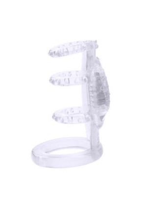 Прозрачная насадка на пенис с вибрацией Dual Vibrating Cock Cage