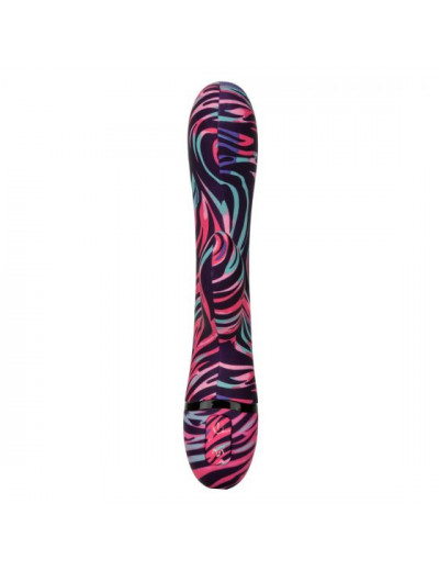 Черный вибратор-кролик Menage ? Moi Dual Wand с ярким принтом - 21 см.