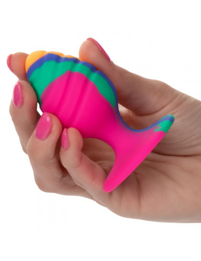 Яркая анальная пробка Cheeky Medium Swirl Tie-Dye Plug - 7,5 см.