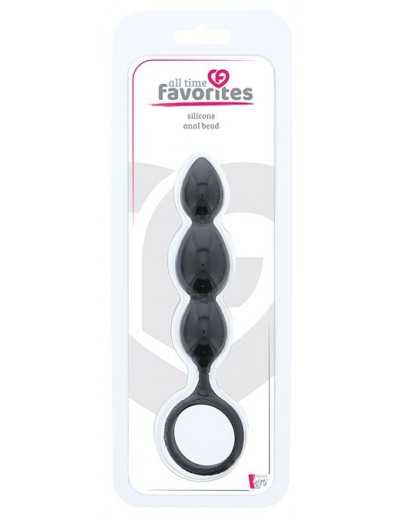 Черная анальная пробка-елочка SILICONE ANAL BEAD - 16,5 см.