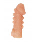 Телесная закрытая насадка с шишечками Cock Sleeve 008 Size S - 13,8 см.