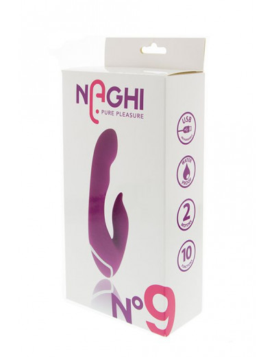 Фиолетовый вибратор с клиторальным отростком NAGHI NO.9 - 19 см.