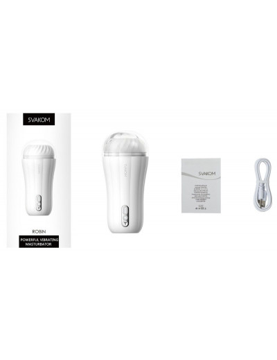 Белый вибромастурбатор Robin - 19,8 см.