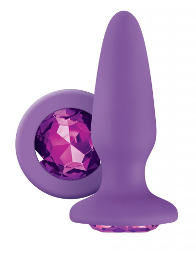 Фиолетовая анальная пробка с фиолетовым кристаллом Glams Purple Gem - 10,4 см.