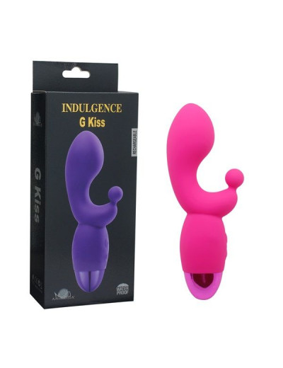 Розовый вибратор INDULGENCE Rechargeable G Kiss - 16,5 см.