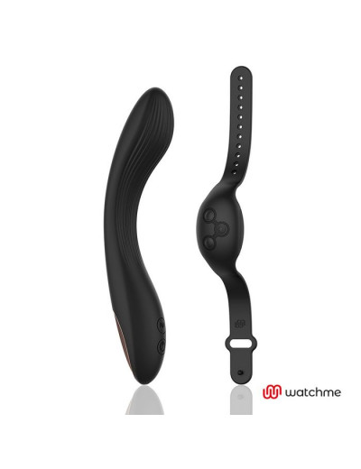 Черный вибратор с пультом-часами Anne s Desire Curve G-Spot Vibe Wireless Watchme - 20,5 см.