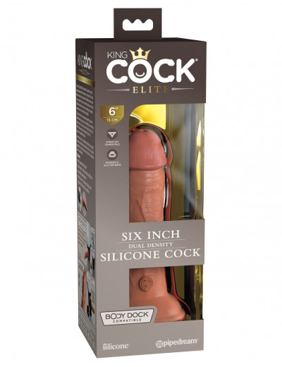 Кофейный фаллоимитатор 6  Silicone Dual Density Cock - 17 см.