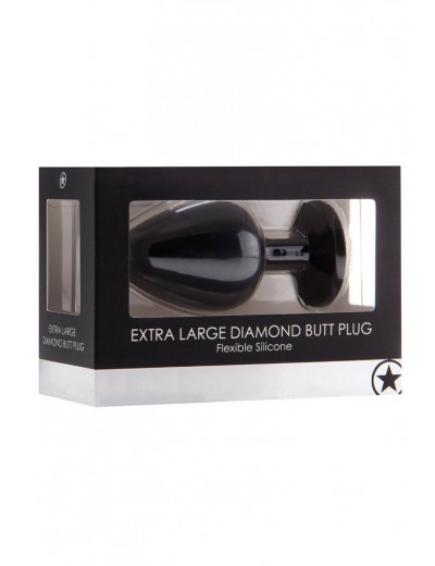Чёрная анальная пробка Extra Large Diamond Butt Plug - 9,3 см.
