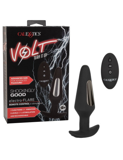 Черная анальная пробка с электростимуляцией Volt Electro-Flare - 14,5 см.