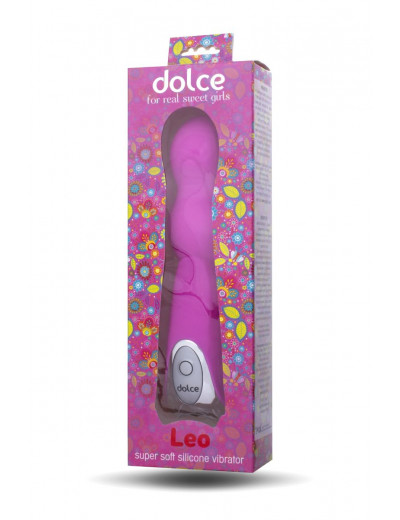 Ярко-розовый вибратор Dolce Leo - 16,5 см.