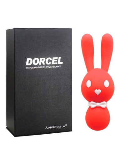 Оранжевый вибростимулятор-зайчик Dorcel - 16 см.