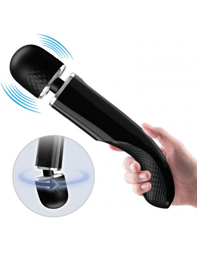 Черный вибратор-жезл Charming Massager Plus - 29 см.
