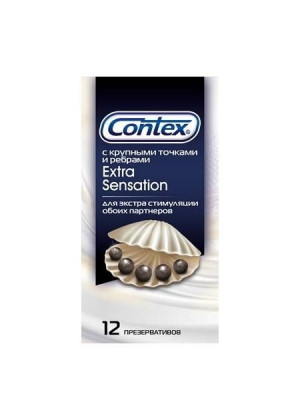 Презервативы с крупными точками и рёбрами Contex Extra Sensation - 12 шт.