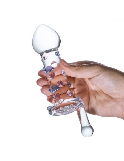Небольшой стеклянный фаллос с ручкой Candy Land Juicer - 11,5 см.