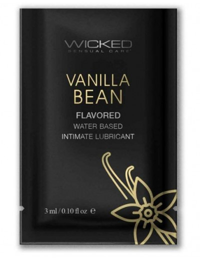 Лубрикант на водной основе с ароматом ванильных бобов Wicked Aqua Vanilla Bean - 3 мл.