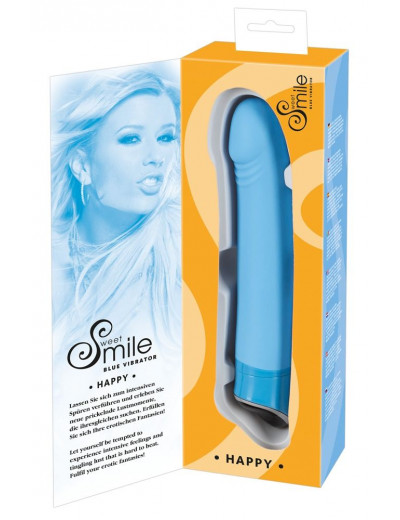 Голубой вибратор Smile Happy - 22 см.