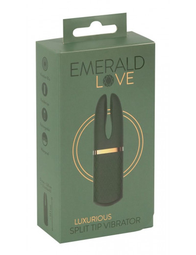Зеленый вибратор Luxurious Split Tip Vibrator - 13,1 см.