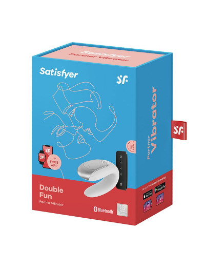 Белый вибромассажёр для пар Satisfyer Double Fun