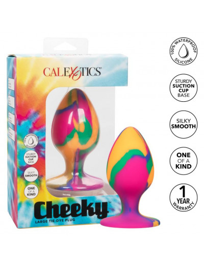 Яркая анальная пробка Cheeky Large Tie-Dye Plug - 9 см.