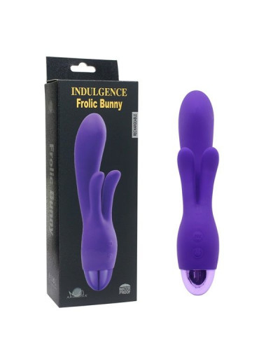 Фиолетовый вибратор INDULGENCE Rechargeable Frolic Bunny - 18,7 см.