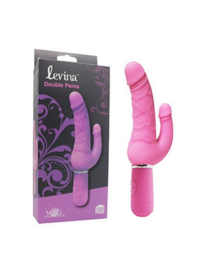 Розовый вибратор Levina Double Penis - 21,5 см.
