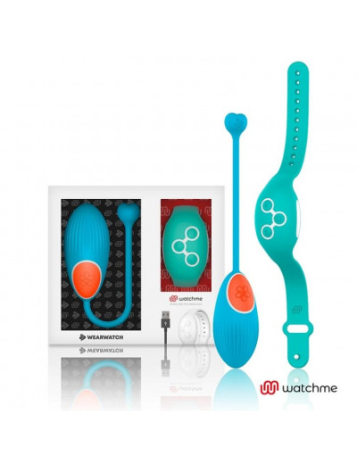Голубое виброяйцо с зеленым пультом-часами Wearwatch Egg Wireless Watchme