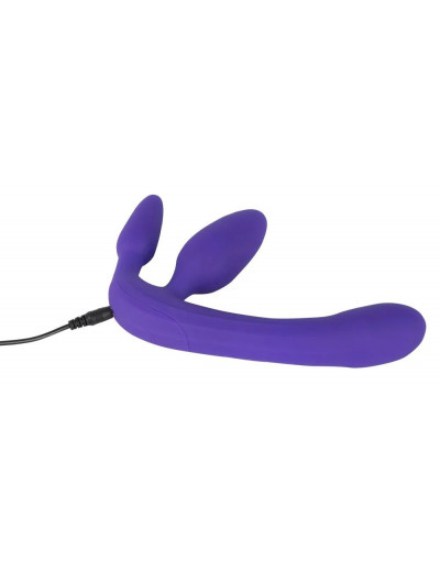 Фиолетовый безремневой вибрострапон Vibrating Strapless Strap-On