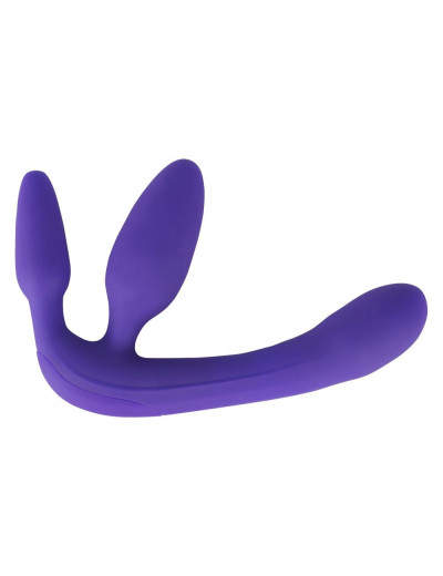 Фиолетовый безремневой вибрострапон Vibrating Strapless Strap-On