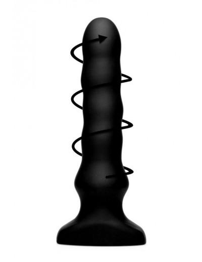 Черный вибратор с волнообразным движением Silicone Vibrating   Squirming Plug with Remote Control - 19,5 см.