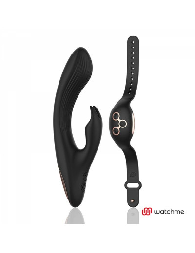 Черно-золотой вибратор-кролик с пультом-часами Anne s Desire Rabbit Vibe Wireless Watchme - 20,5 см.
