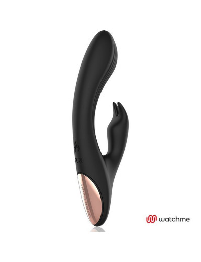 Черно-золотой вибратор-кролик с пультом-часами Anne s Desire Rabbit Vibe Wireless Watchme - 20,5 см.