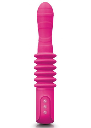 Розовый вибромассажер с функцией поступательных движений Deep Stroker - 24,5 см.