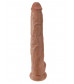 Кофейный фаллоимитатор-гигант 14  Cock with Balls - 37,5 см.