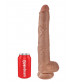 Кофейный фаллоимитатор-гигант 14  Cock with Balls - 37,5 см.