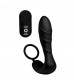 Черный вибростимулятор простаты Silicone Prostate Vibrator and Strap with Remote Control - 14,35 см.
