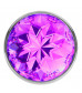 Большая серебристая анальная пробка Diamond Purple Sparkle Large с фиолетовым кристаллом - 8 см.