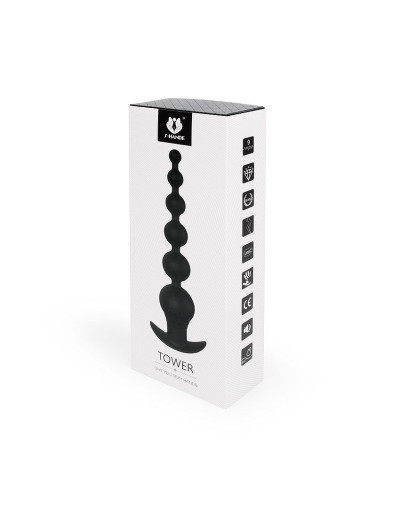Черная анальная виброелочка TOWER - 20,7 см.