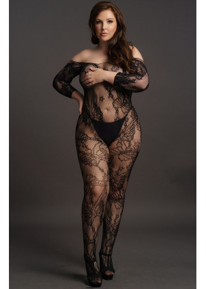 Красивый ажурный кэтсьюит с доступом Lace Sleeved Bodystocking