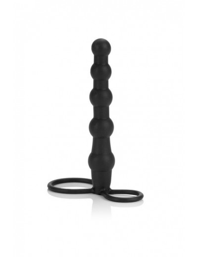 Насадка на пенис для двойного проникновения Silicone Beaded Double Rider - 14 см.