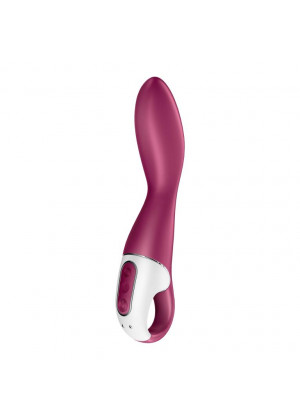 Малиновый вибромассажер для стимуляции G-точки Heated Thrill - 20,6 см.