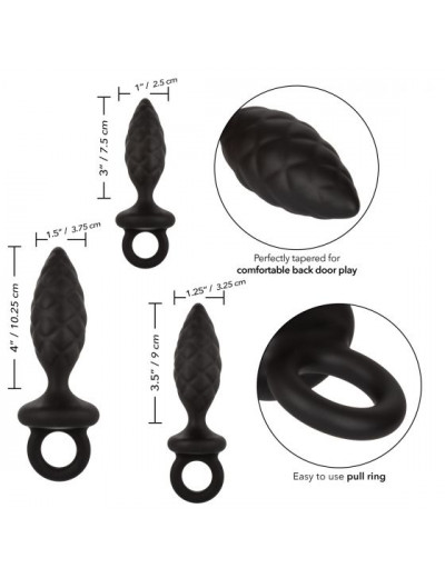 Набор из 3 черных анальных пробок Silicone Anal Probe Kit