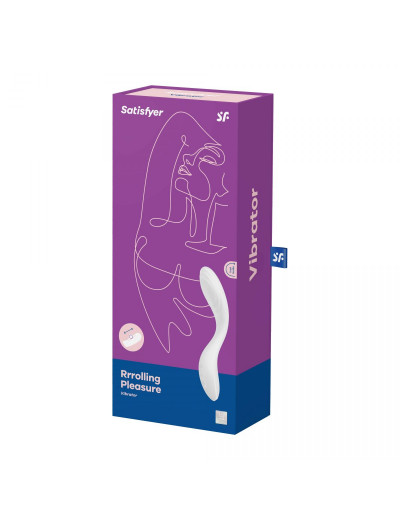 Белый вибромассажер Rrrolling Pleasure с движущимся шариком - 23 см.