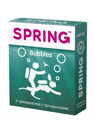 Презервативы SPRING BUBBLES с пупырышками - 3 шт.